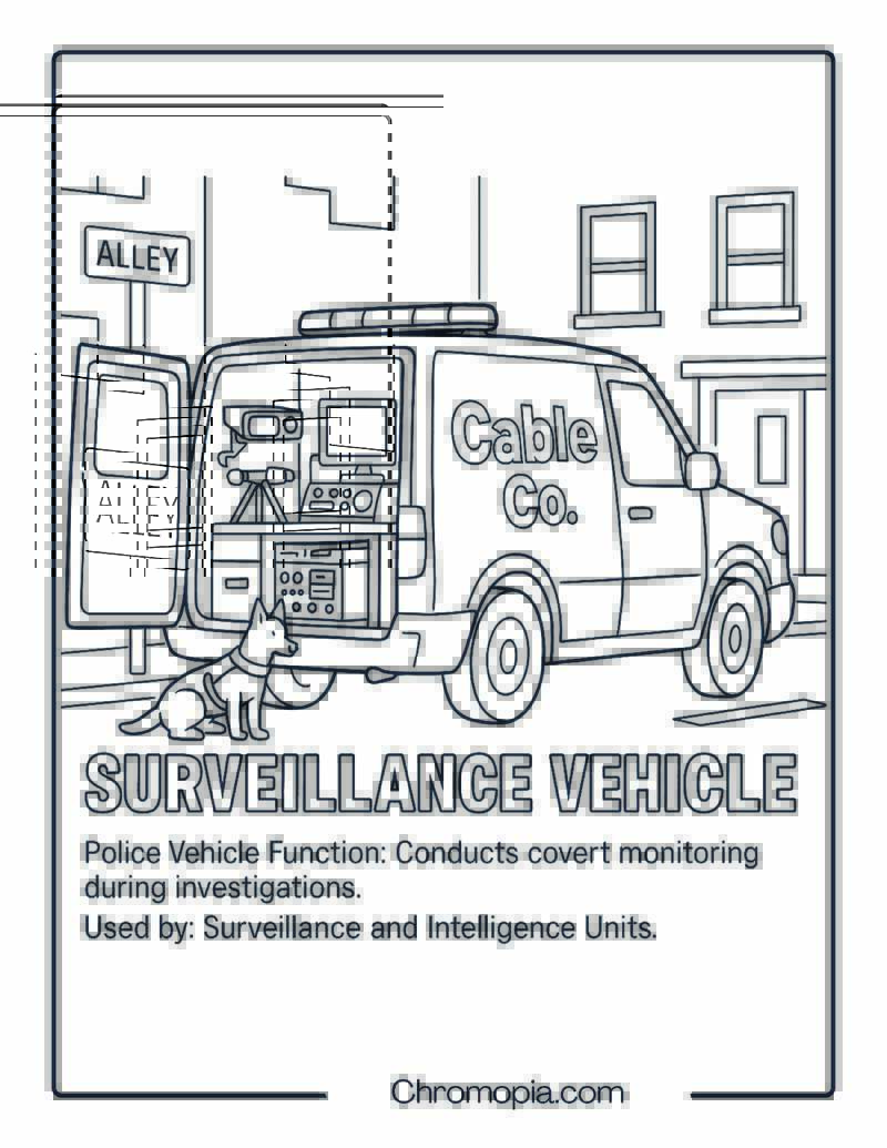 Surveillance Vehicle – Police Vehicle Coloring Page