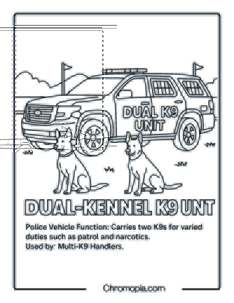 Dual-Kennel K9 Unit – Police Vehicle Coloring Page