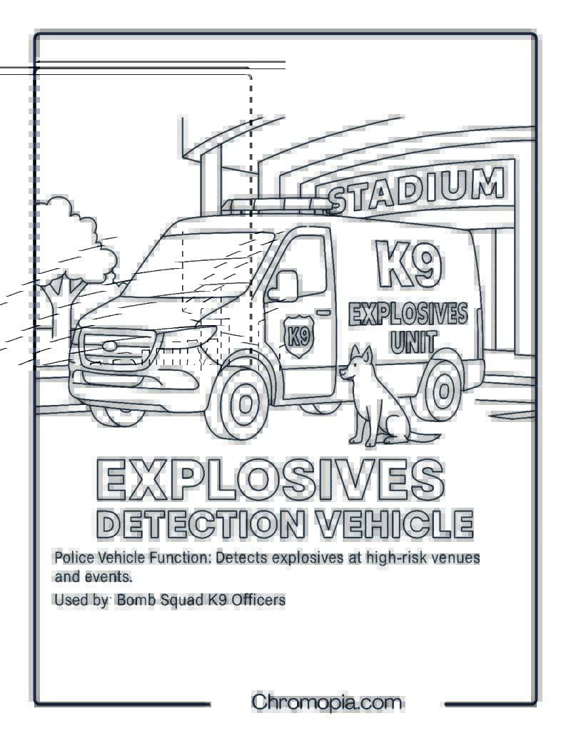 Explosives Detection Vehicle – Police Vehicle Coloring Page
