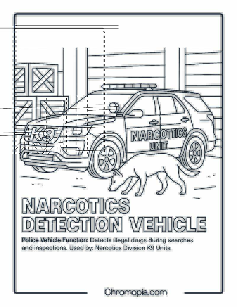 Narcotics Detection Vehicle – Police Vehicle Coloring Page