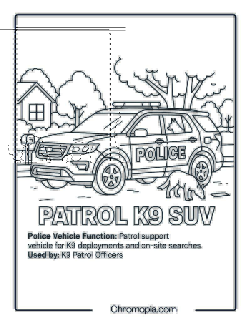 Patrol K9 SUV – Police Vehicle Coloring Page