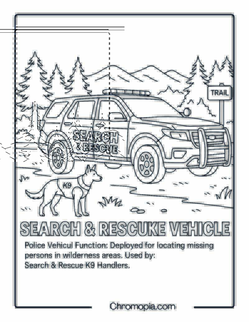 Search & Rescue K9 Vehicle – Police Vehicle Coloring Page