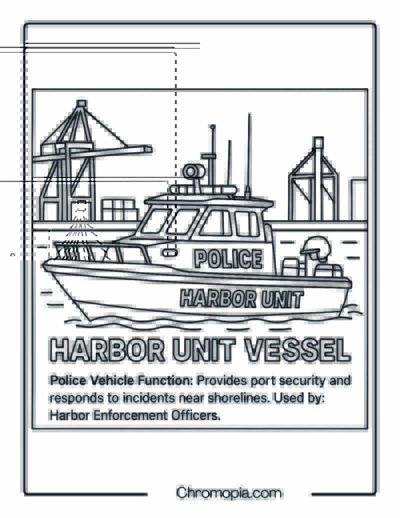 Harbor Unit Vessel – Police Vehicle Coloring Page