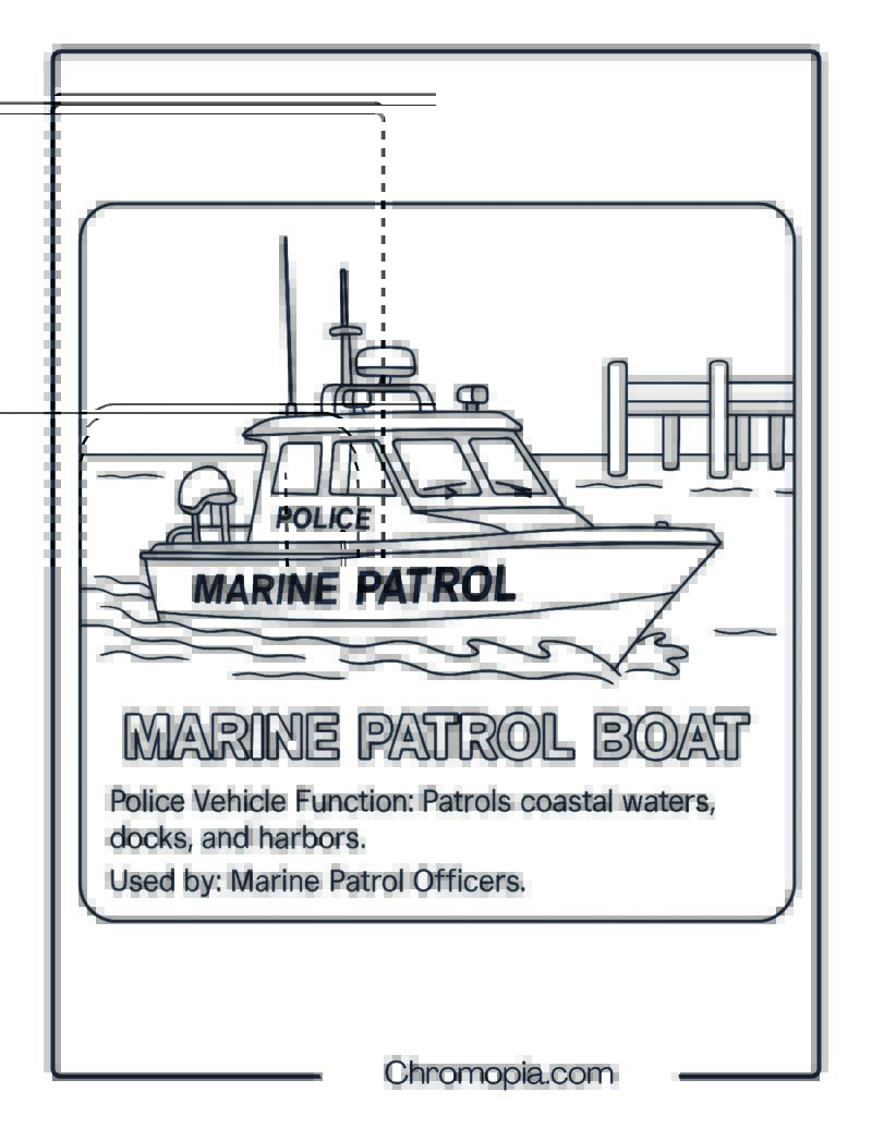Marine Patrol Boat – Police Vehicle Coloring Page