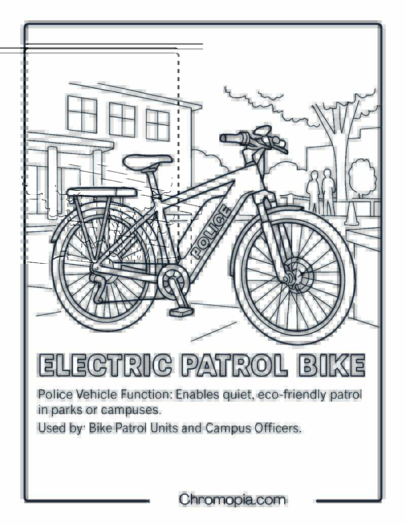 Electric Patrol Bike – Police Vehicle Coloring Page