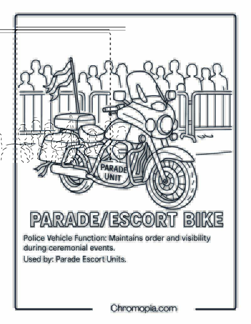 ParadeEscort Bike – Police Vehicle Coloring Page