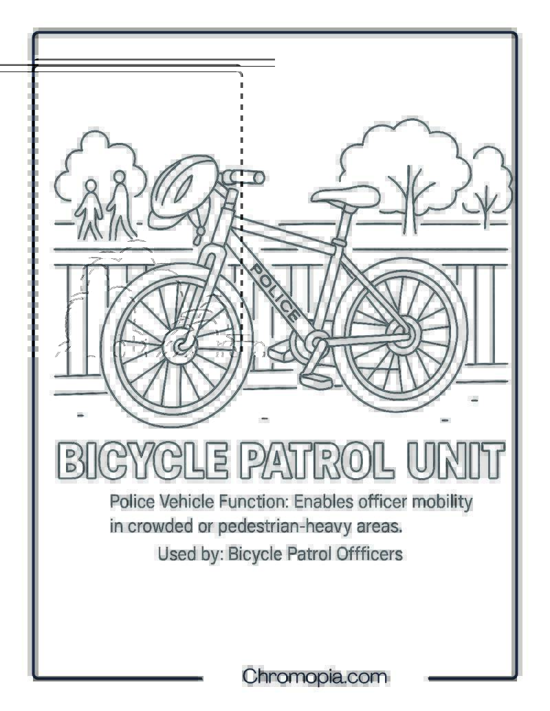 Bicycle Patrol Unit – Police Vehicle Coloring Page