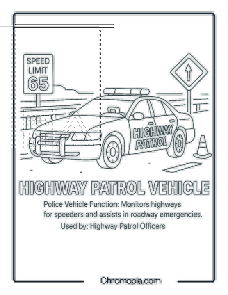 Highway Patrol Vehicle – Police Vehicle Coloring Page