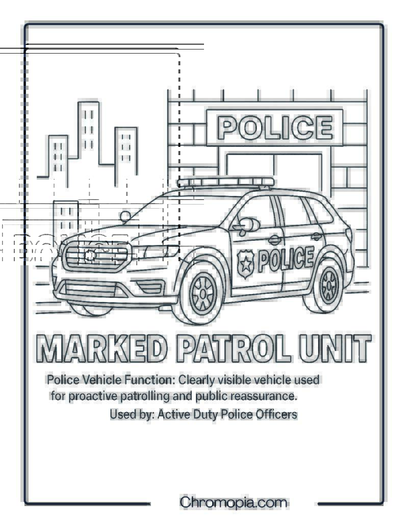 Marked Patrol Unit – Police Vehicle Coloring Page