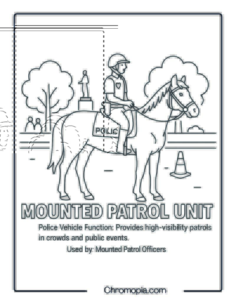 Mounted Patrol Unit – Police Vehicle Coloring Page