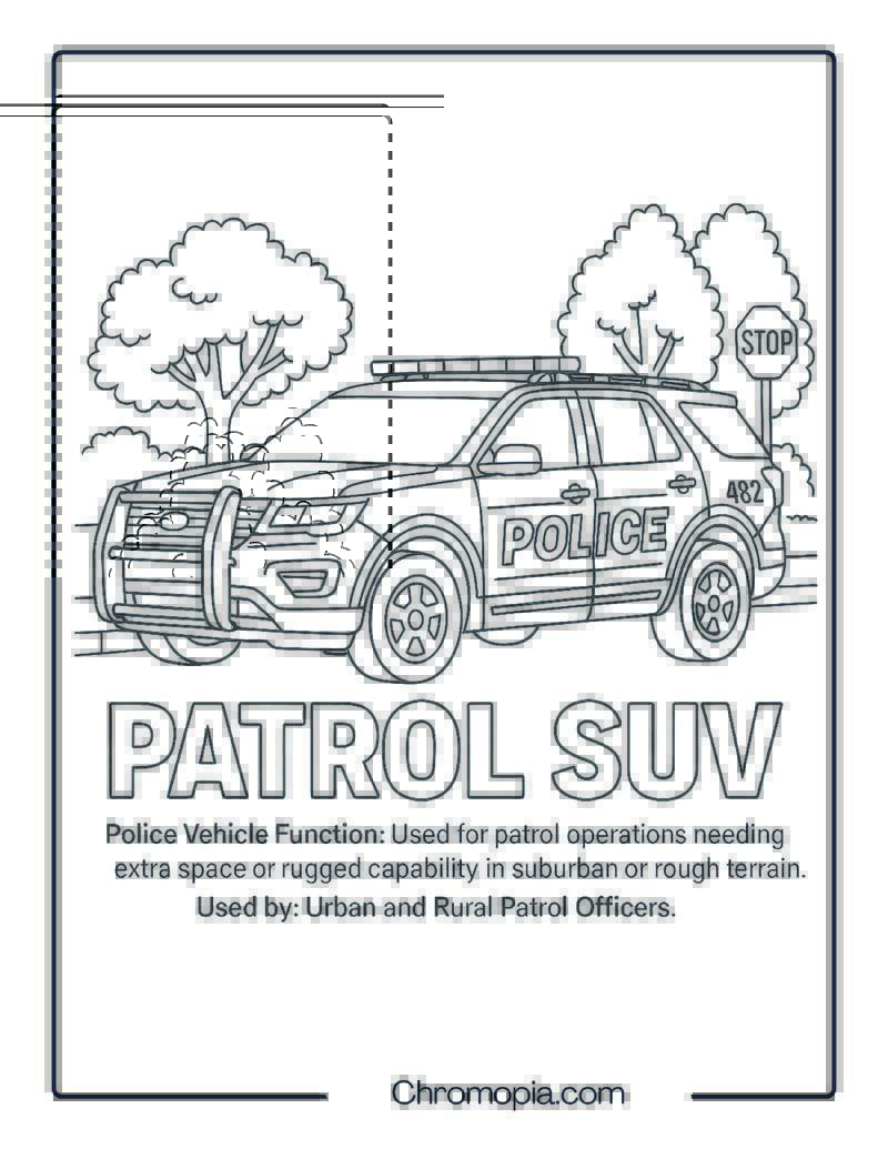Patrol SUV – Police Vehicle Coloring Page