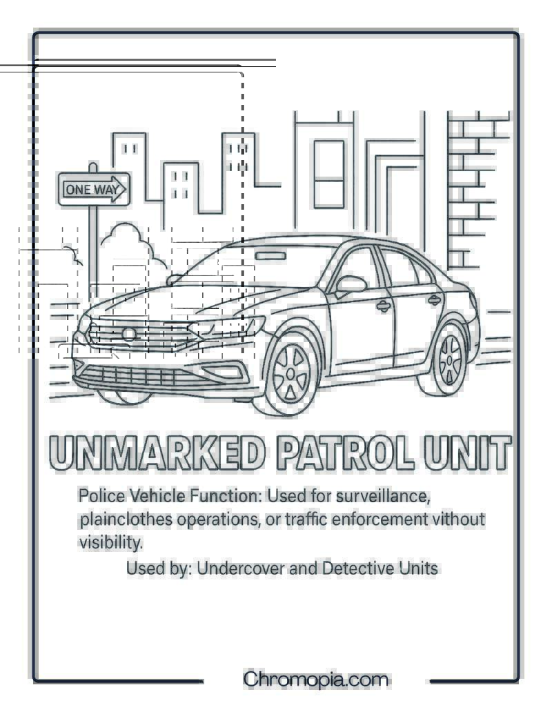 Unmarked Patrol Unit – Police Vehicle Coloring Page