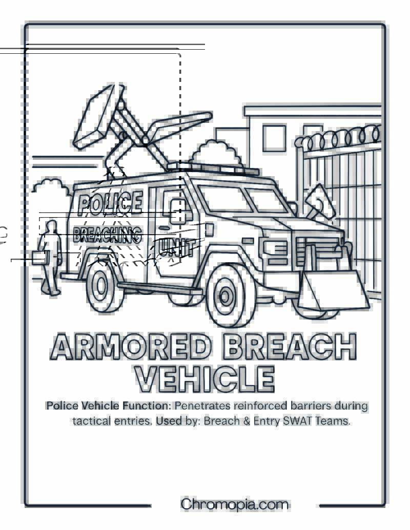 Armored Breach Vehicle – Police Vehicle Coloring Page