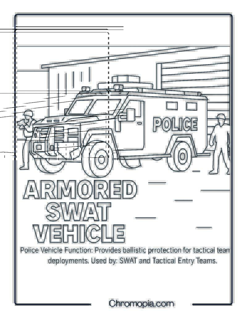 Armored SWAT Vehicle – Police Vehicle Coloring Page