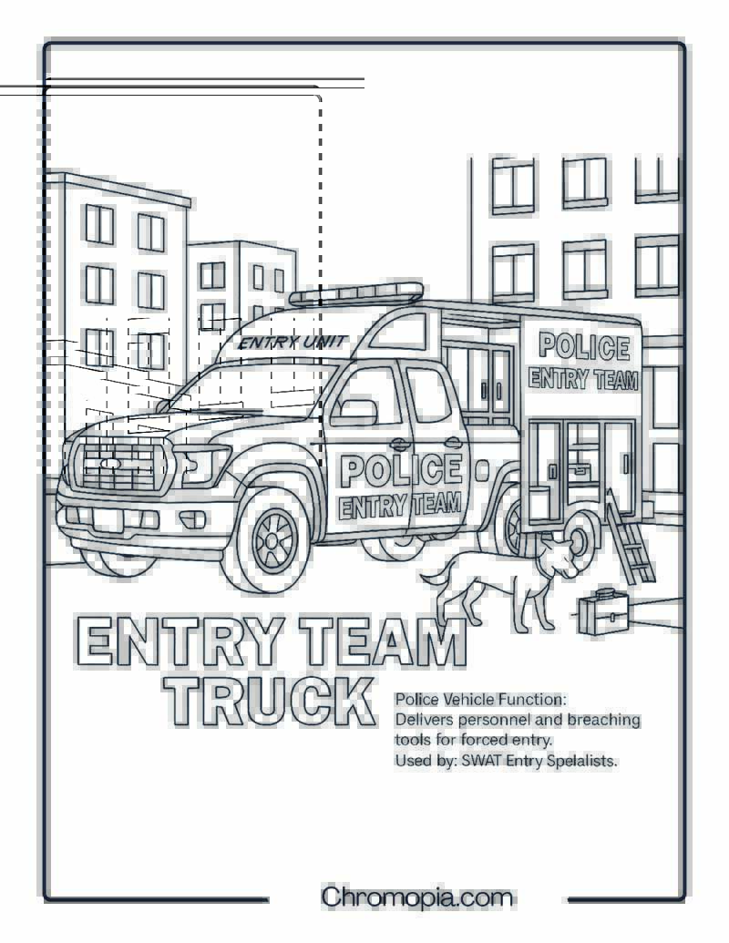 Entry Team Truck – Police Vehicle Coloring Page