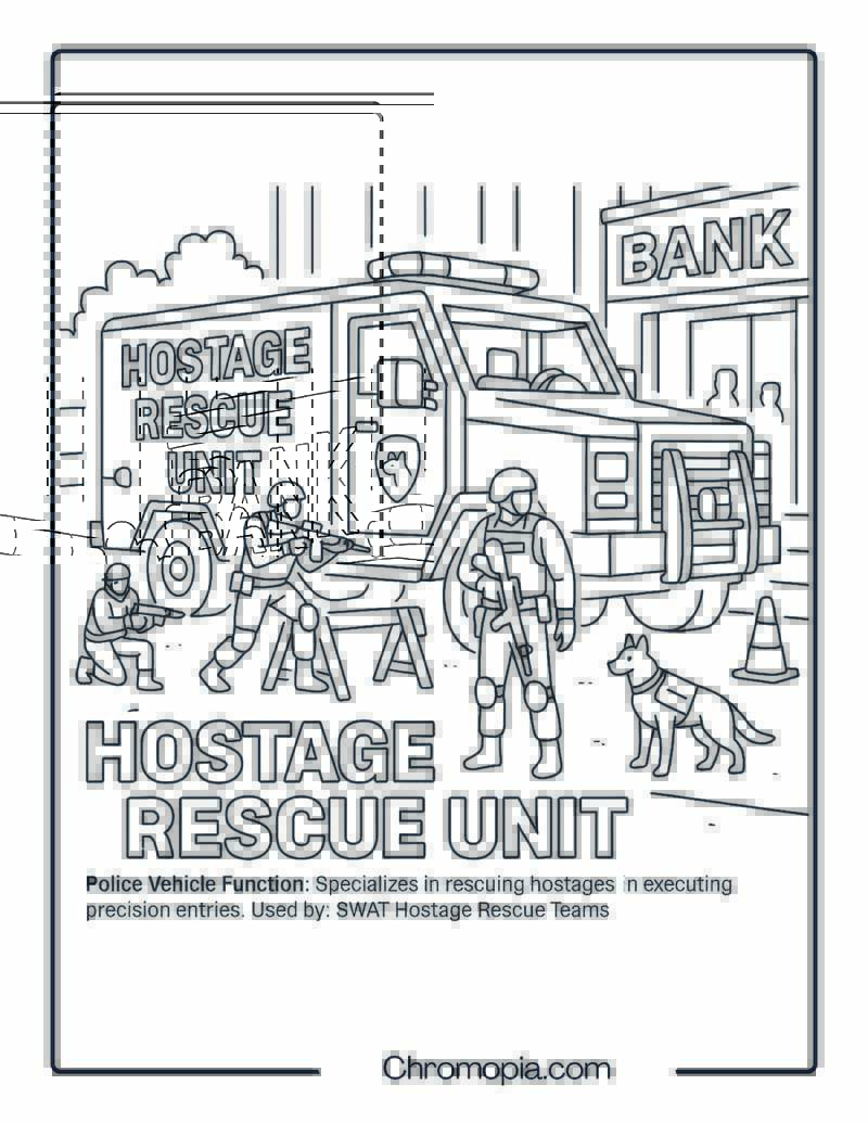 Hostage Rescue Unit – Police Vehicle Coloring Page