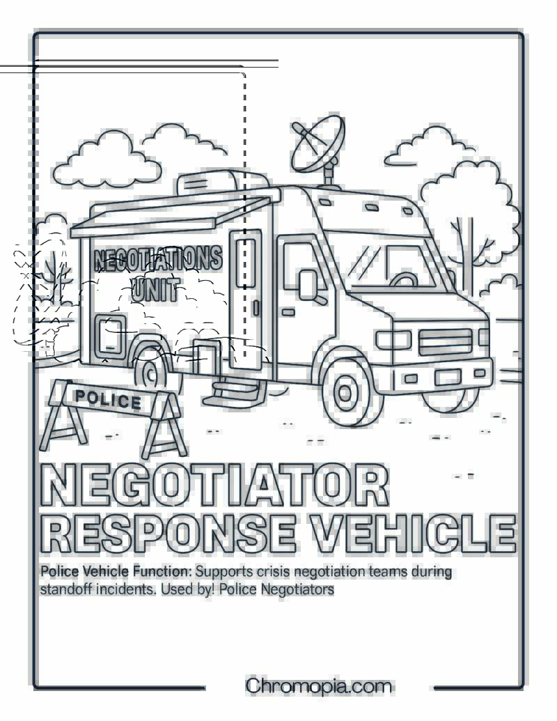 Negotiator Response Vehicle – Police Vehicle Coloring Page
