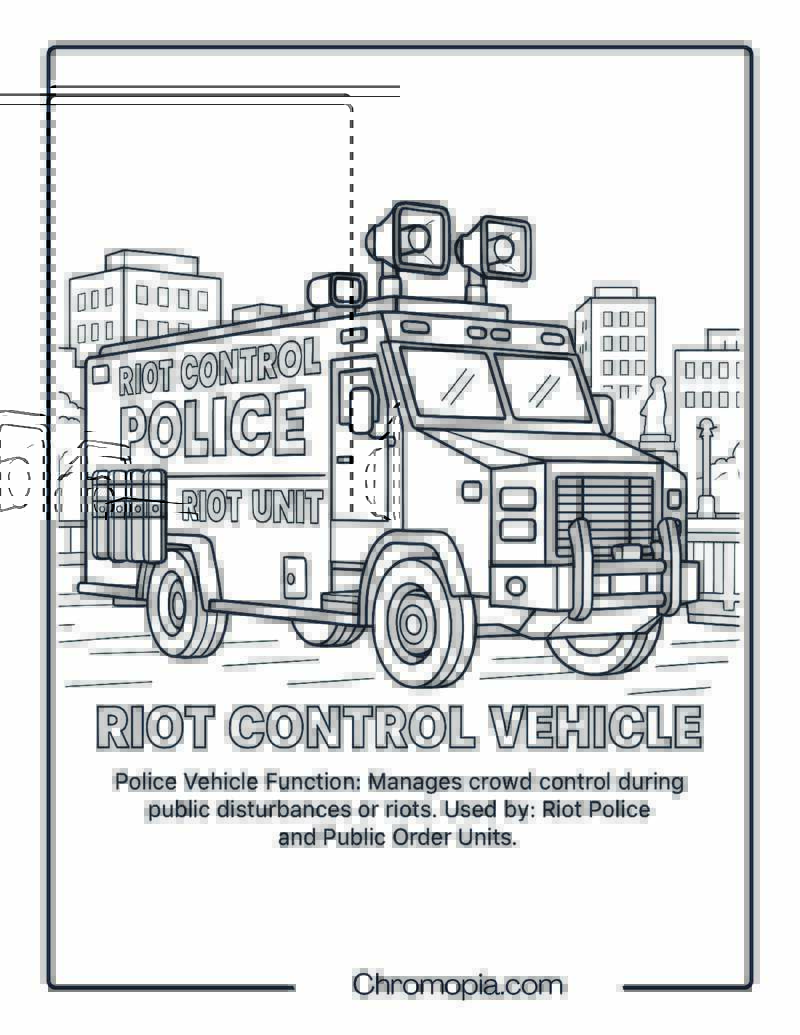 Riot Control Vehicle – Police Vehicle Coloring Page