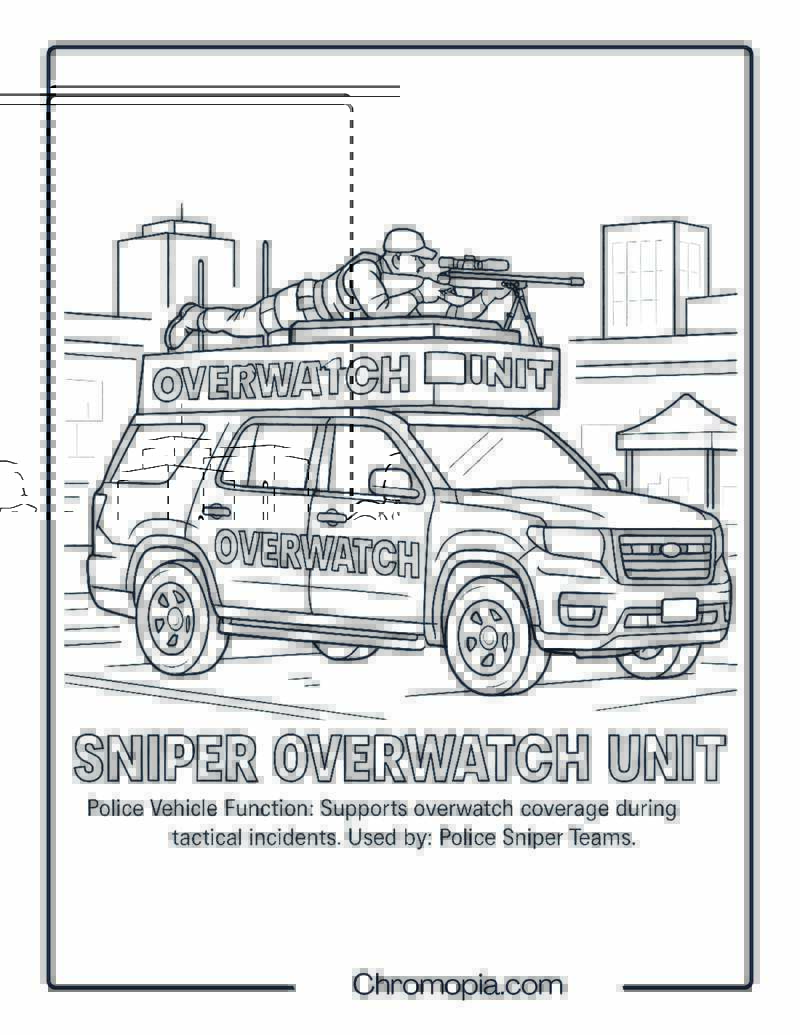 Sniper Overwatch Unit – Police Vehicle Coloring Page