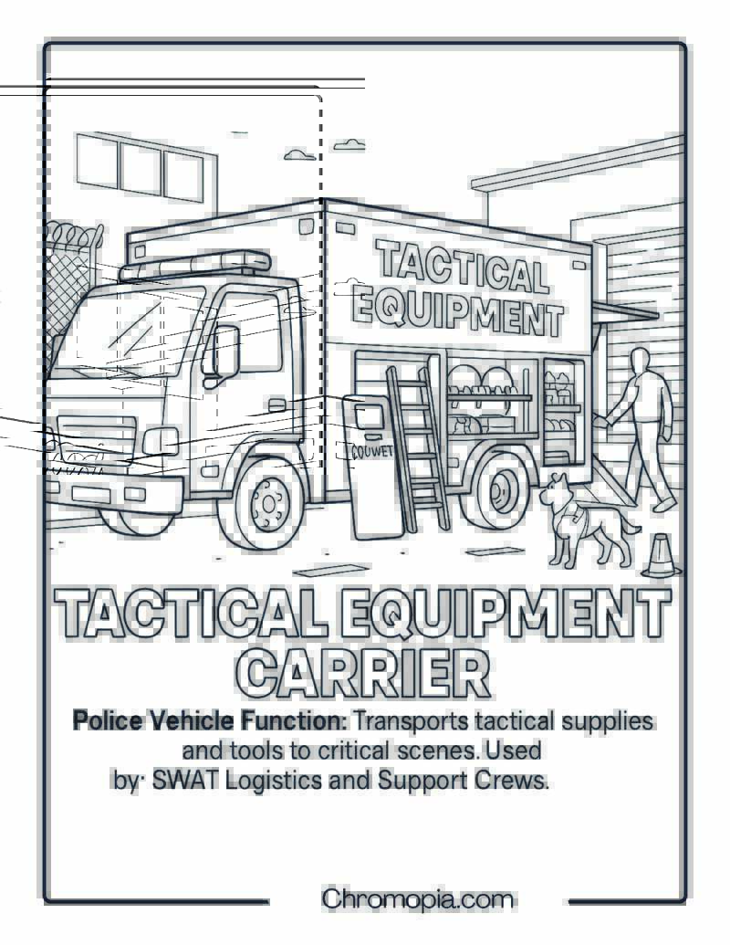 Tactical Equipment Carrier – Police Vehicle Coloring Page