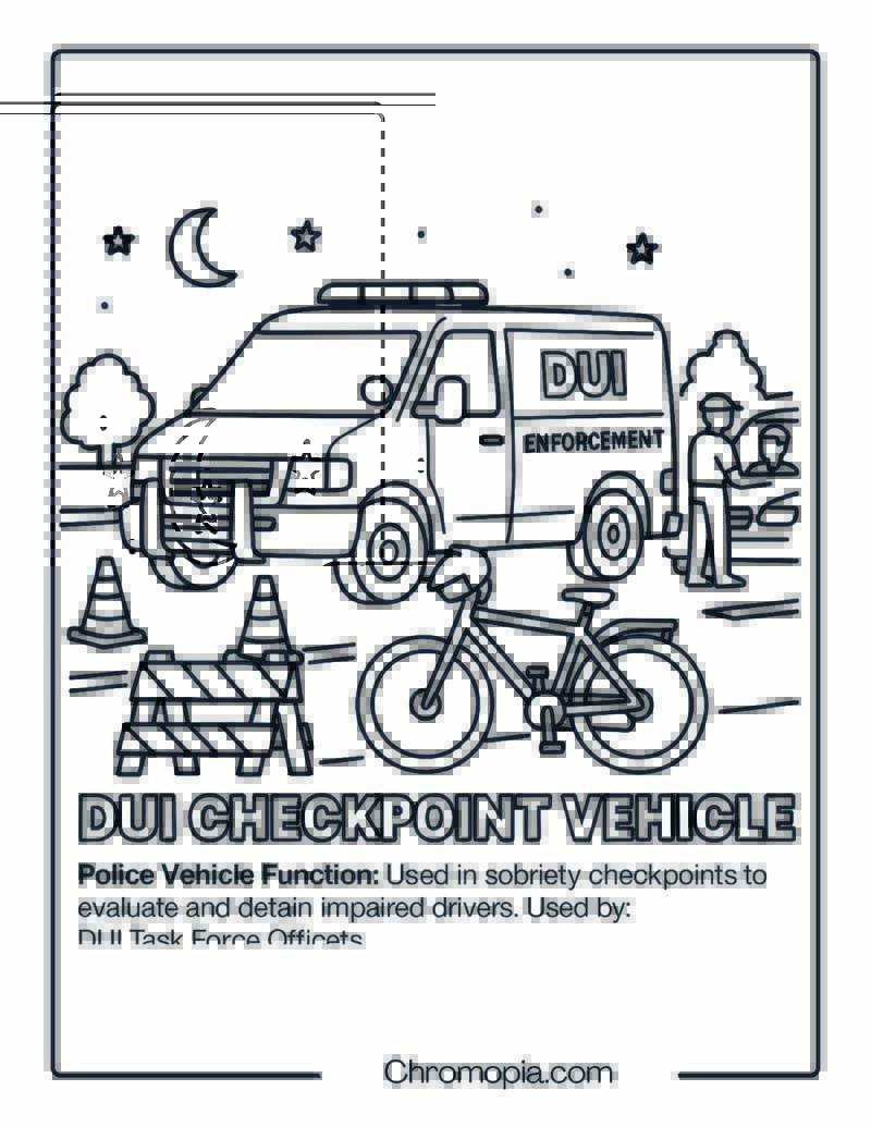 DUI Checkpoint Vehicle – Police Vehicle Coloring Page