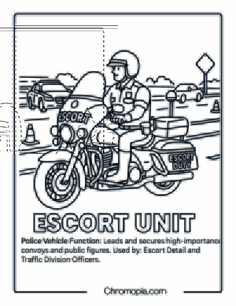 Escort Unit – Police Vehicle Coloring Page