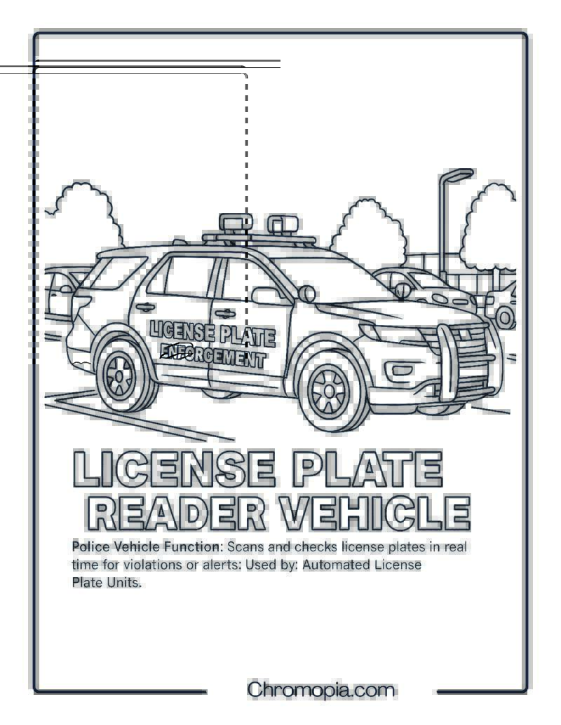 License Plate Reader Vehicle – Police Vehicle Coloring Page