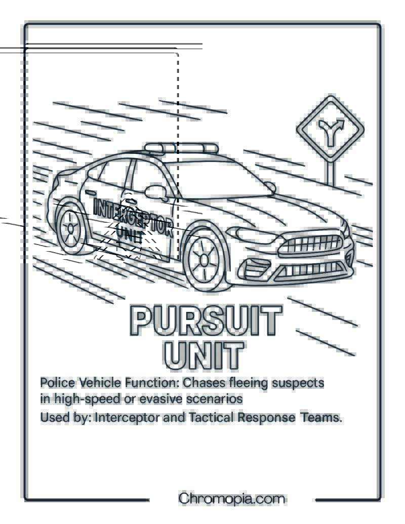 Pursuit Unit – Police Vehicle Coloring Page