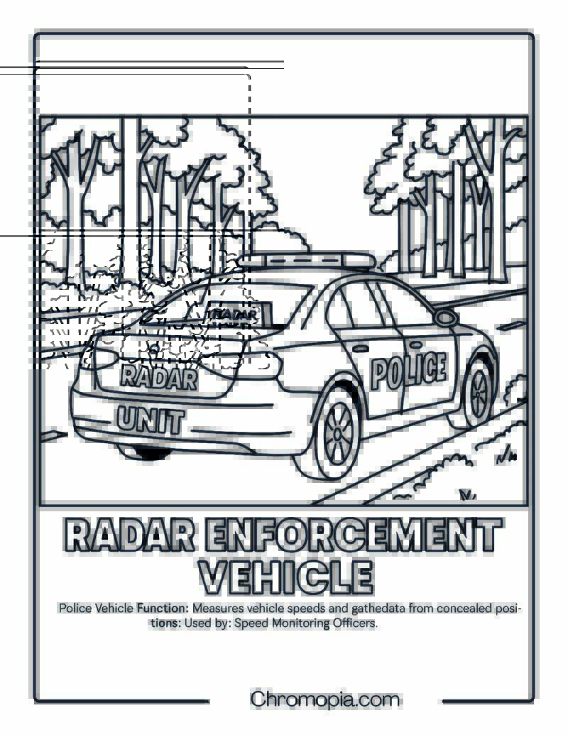 Radar Enforcement Vehicle – Police Vehicle Coloring Page
