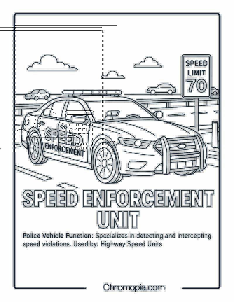 Speed Enforcement Unit – Police Vehicle Coloring Page