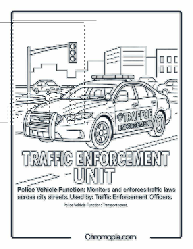 Traffic Enforcement Unit – Police Vehicle Coloring Page
