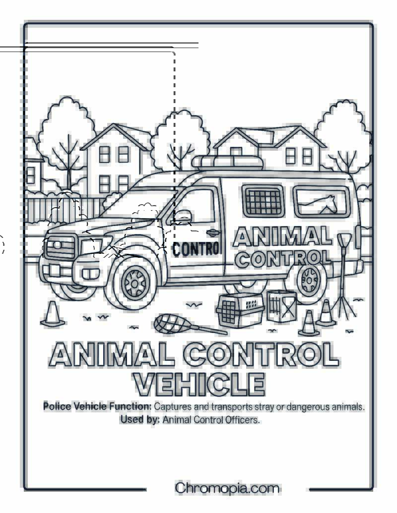 Animal Control Vehicle – Police Vehicle Coloring Page