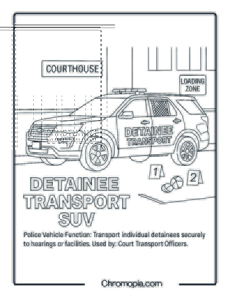 Detainee Transport SUV – Police Vehicle Coloring Page