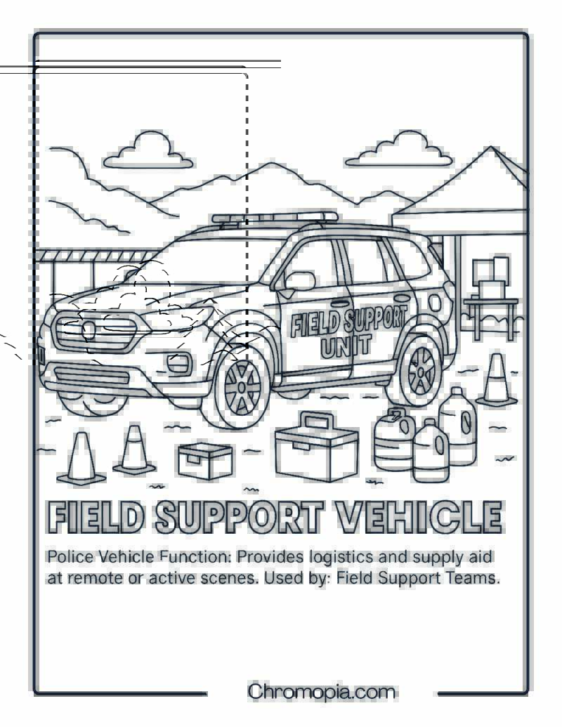 Field Support Vehicle – Police Vehicle Coloring Page