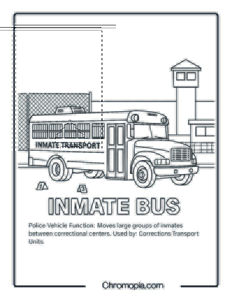 Inmate Bus – Police Vehicle Coloring Page