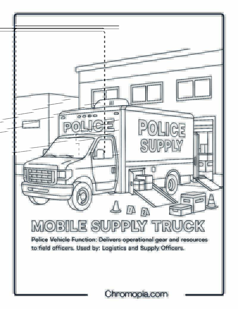 Mobile Supply Truck – Police Vehicle Coloring Page