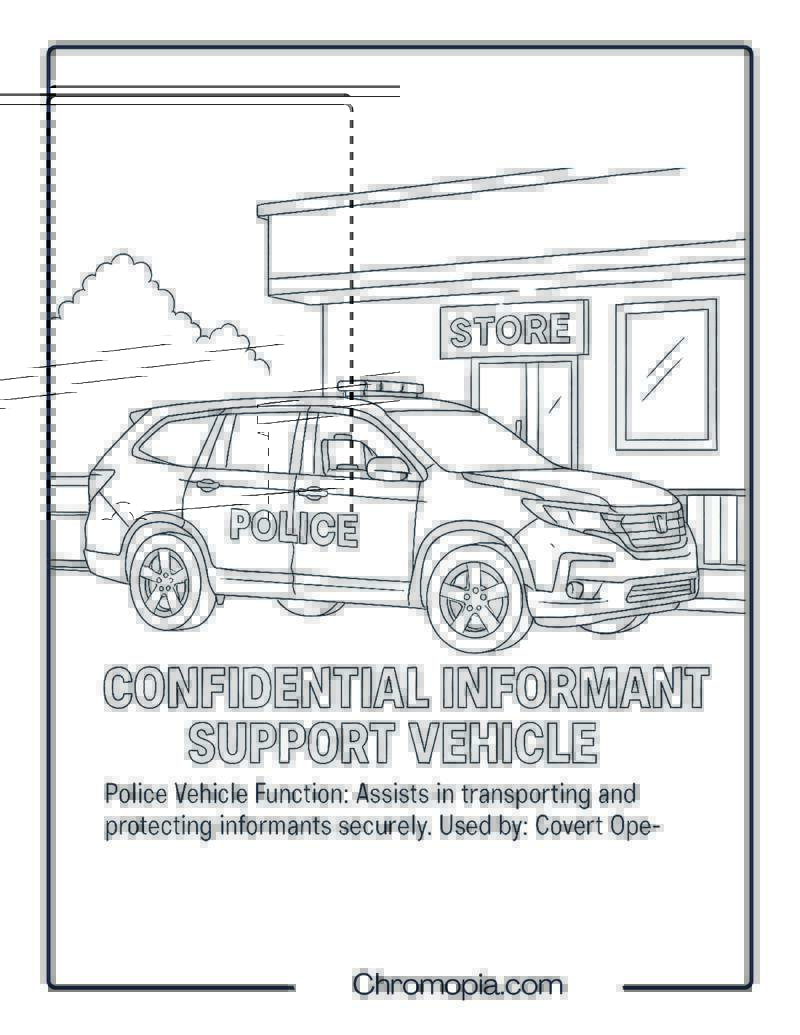 Confidential Informant Support Vehicle – Police Vehicle Coloring Page