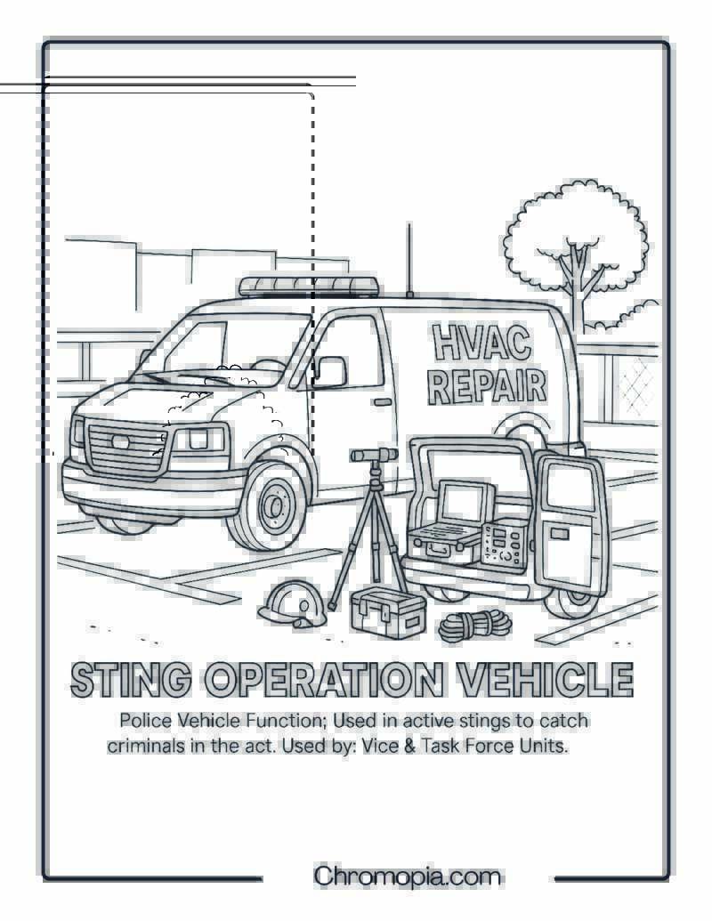 Sting Operation Vehicle – Police Vehicle Coloring Page