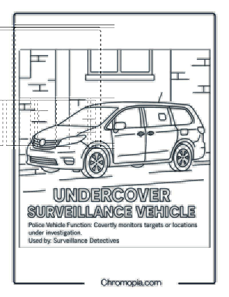 Undercover Surveillance Vehicle – Police Vehicle Coloring Page