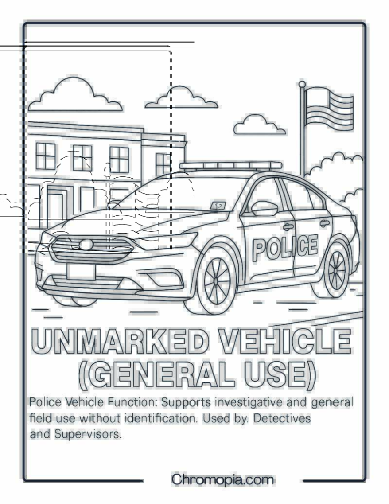 Unmarked Vehicle (General Use) – Police Vehicle Coloring Page