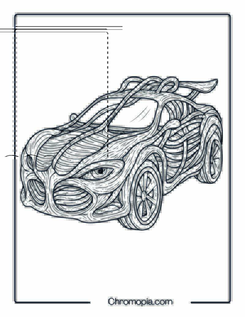 Biomechanical Human-Car Hybrid – Coloring Page