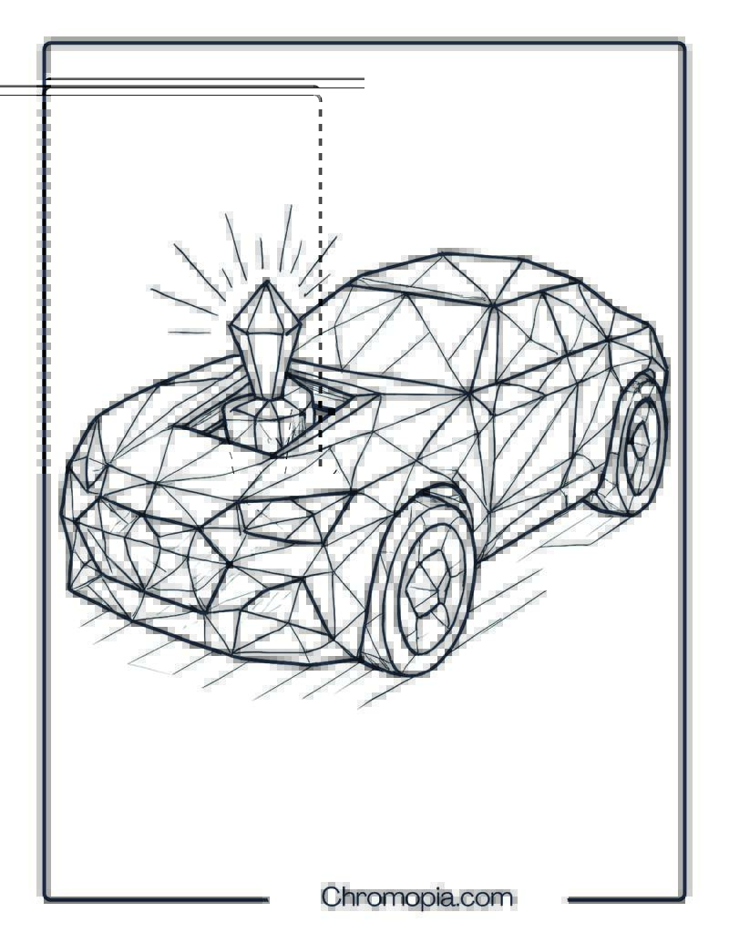 Crystal-Powered Prism Car – Coloring Page