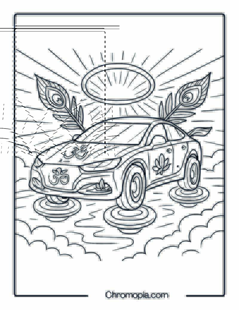 Divine Chariot Car of the Gods – Coloring Page