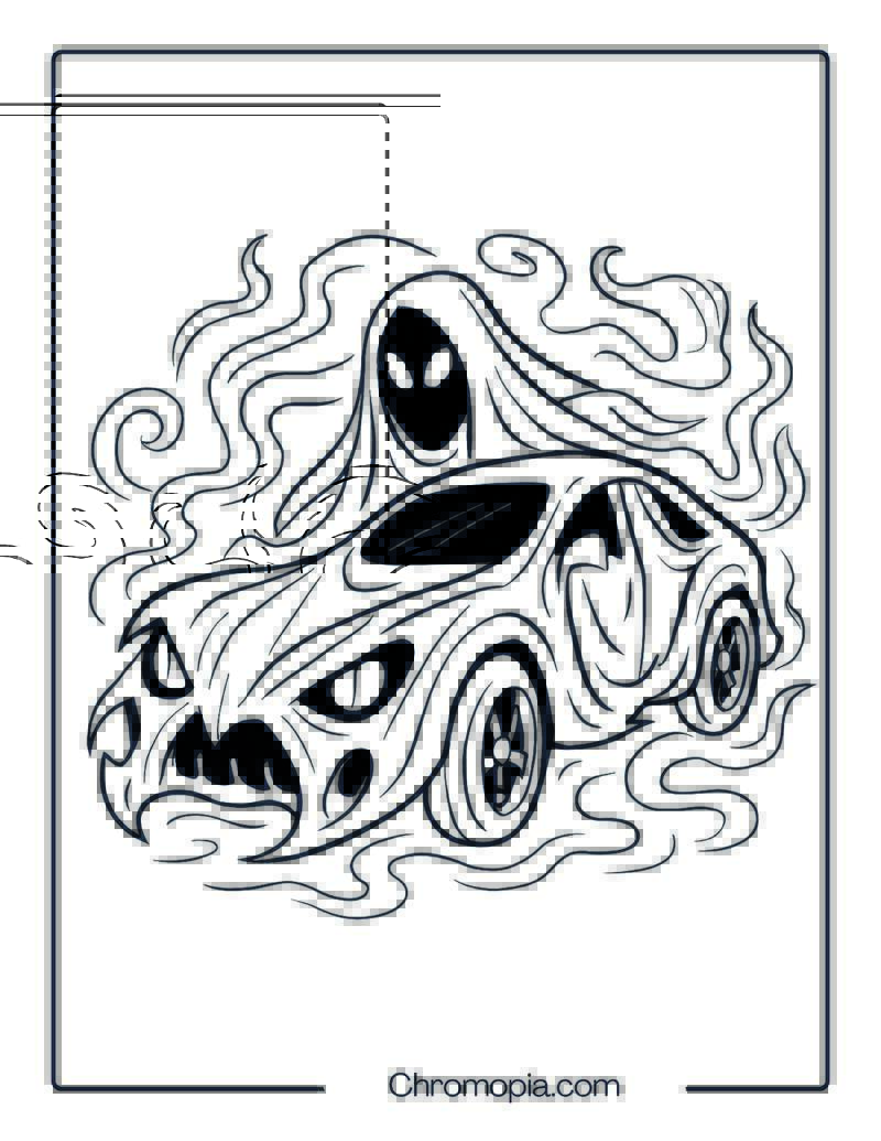 Haunted Wraith Car – Coloring Page