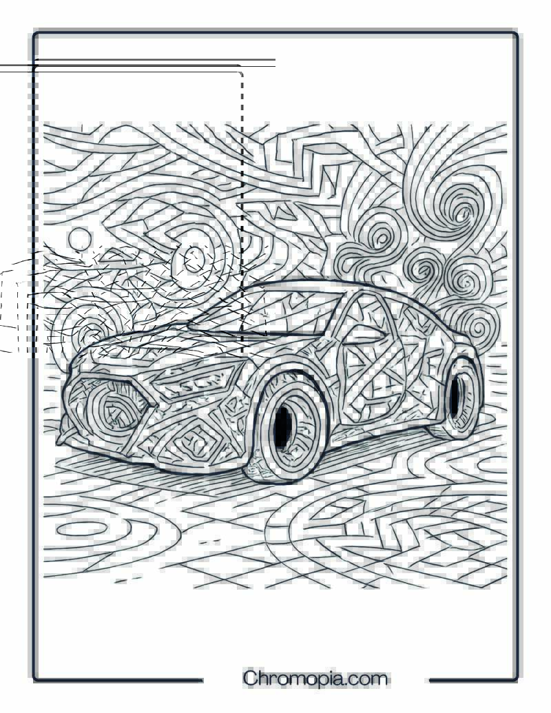 Interdimensional Drift Car – Coloring Page
