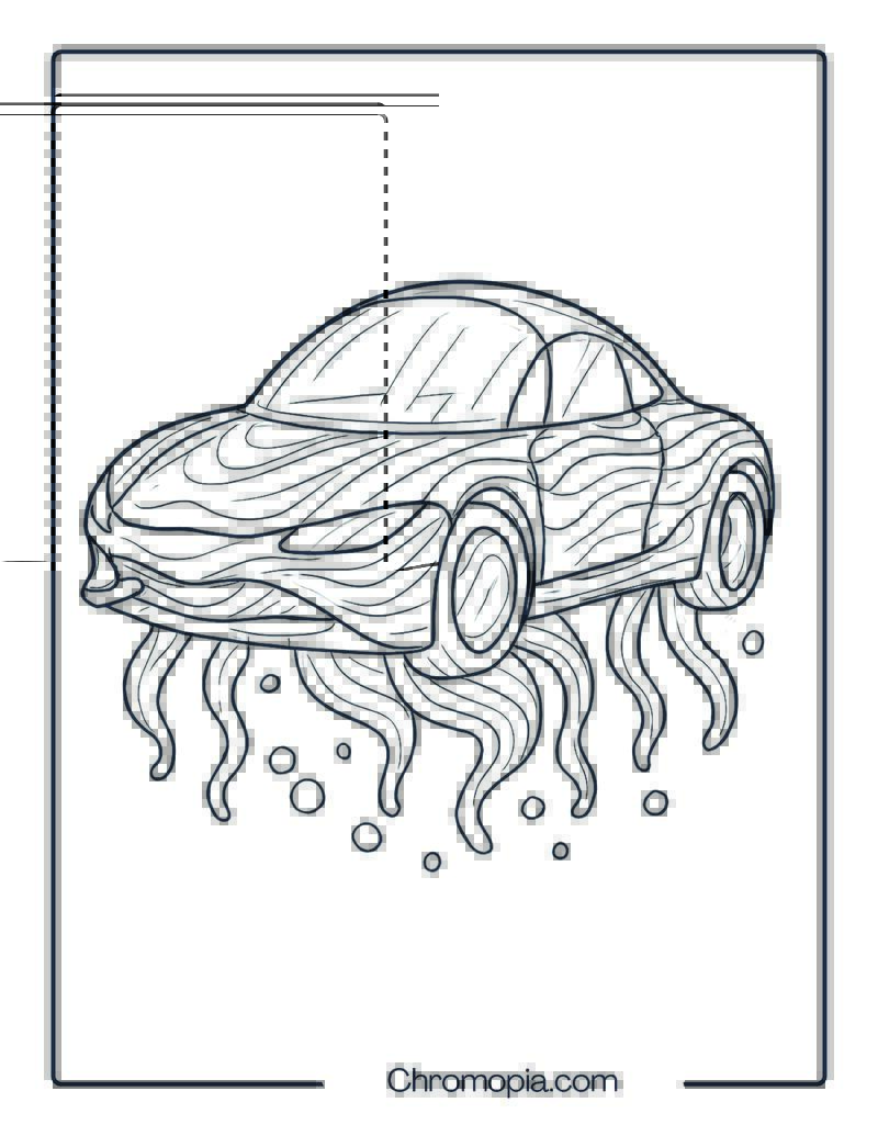 Jellyfish Hover Car – Coloring Page