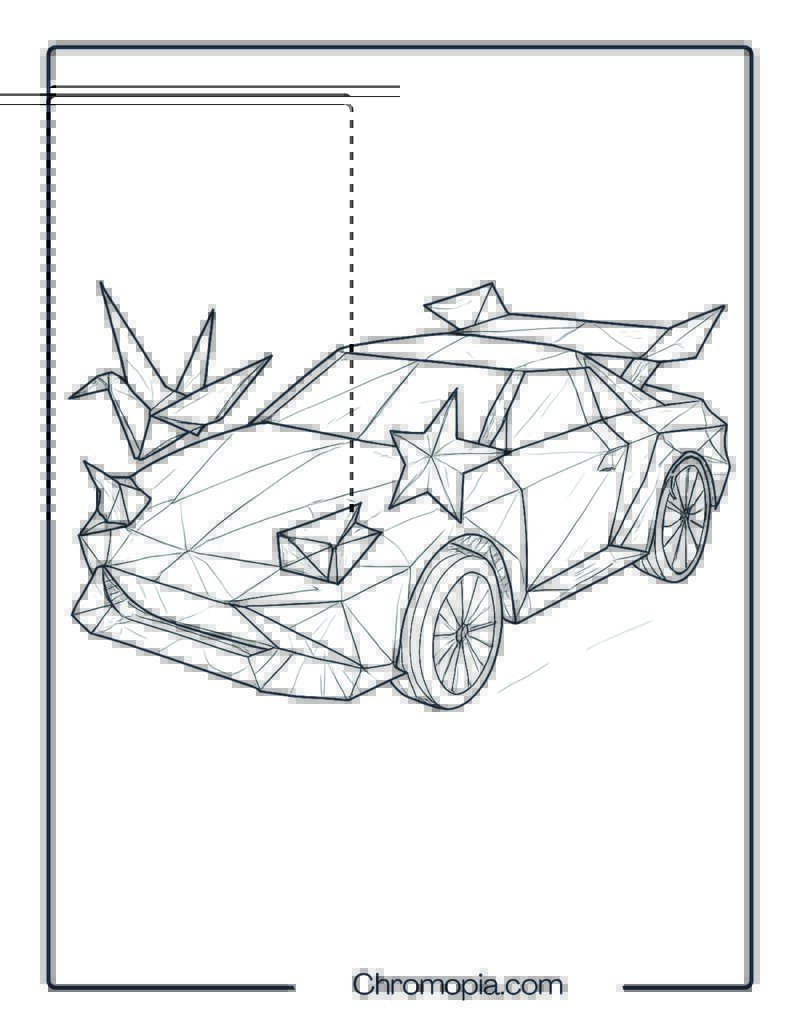 Origami Folding Car – Coloring Page