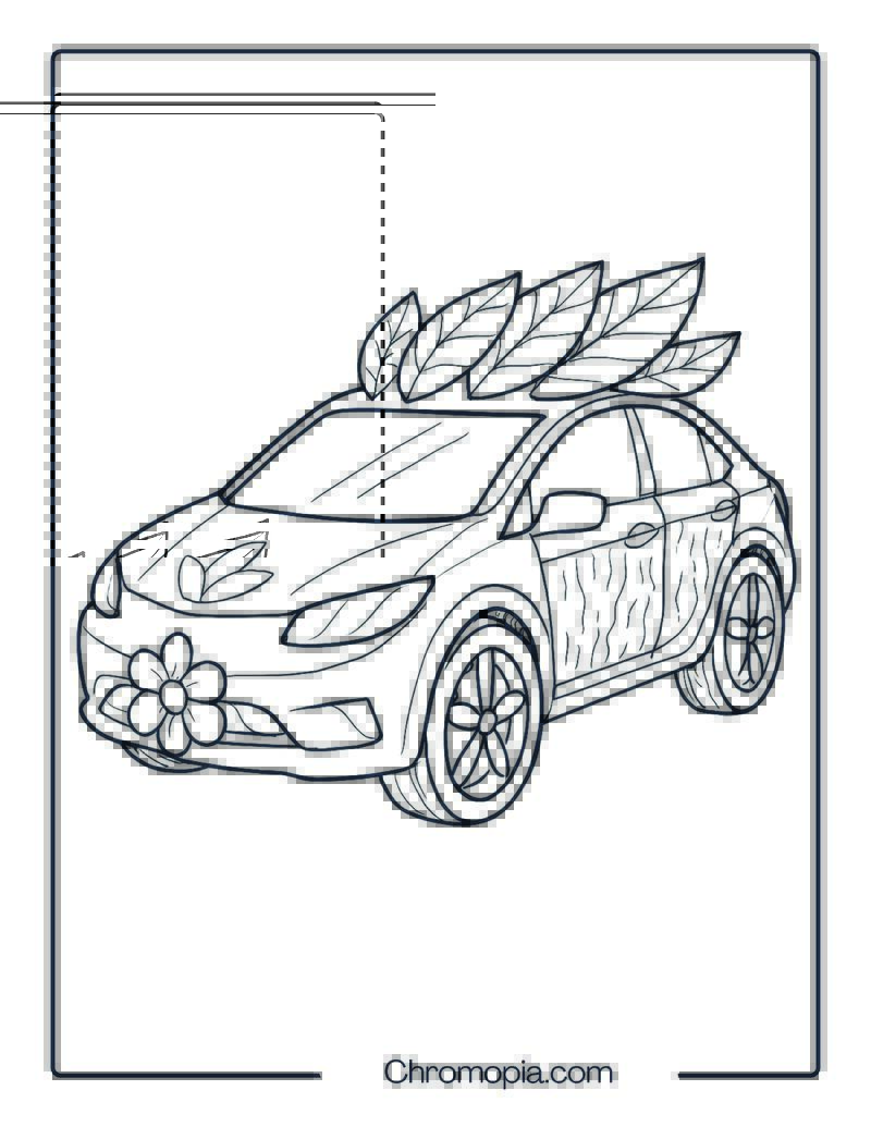 Solar Harmony Eco Car – Coloring Page