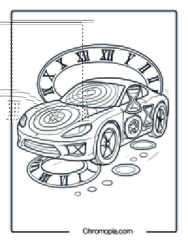 Time Loop Racer – Coloring Page