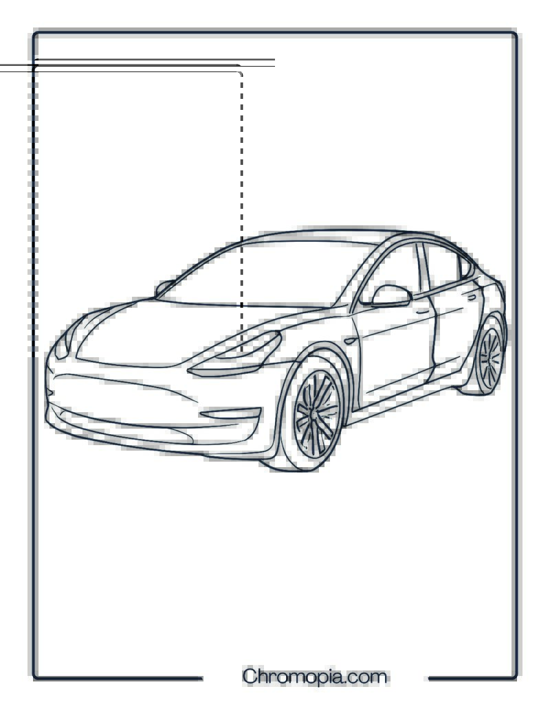 Tesla Model 3 – Car Coloring Page